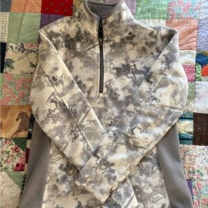 True Timber White and Gray Marble-Print Quarter Zip Fleece